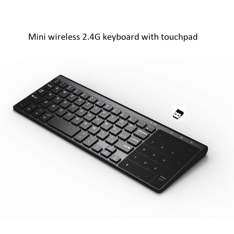 Mini Wireless Keyboard with Presspad Numpad 59 Keys for Windows PC Laptop Smart TV Android Box