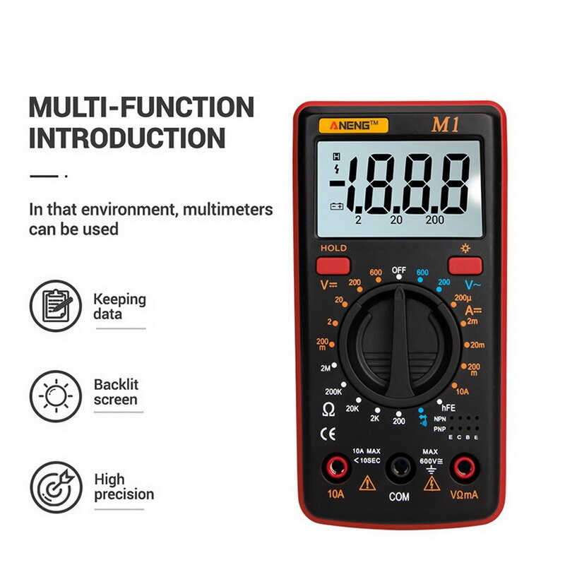 1 stk  m1 digital multimeter esr meter multimetro tester sand rms digital multimeter testere multi meter rigmålere dmm