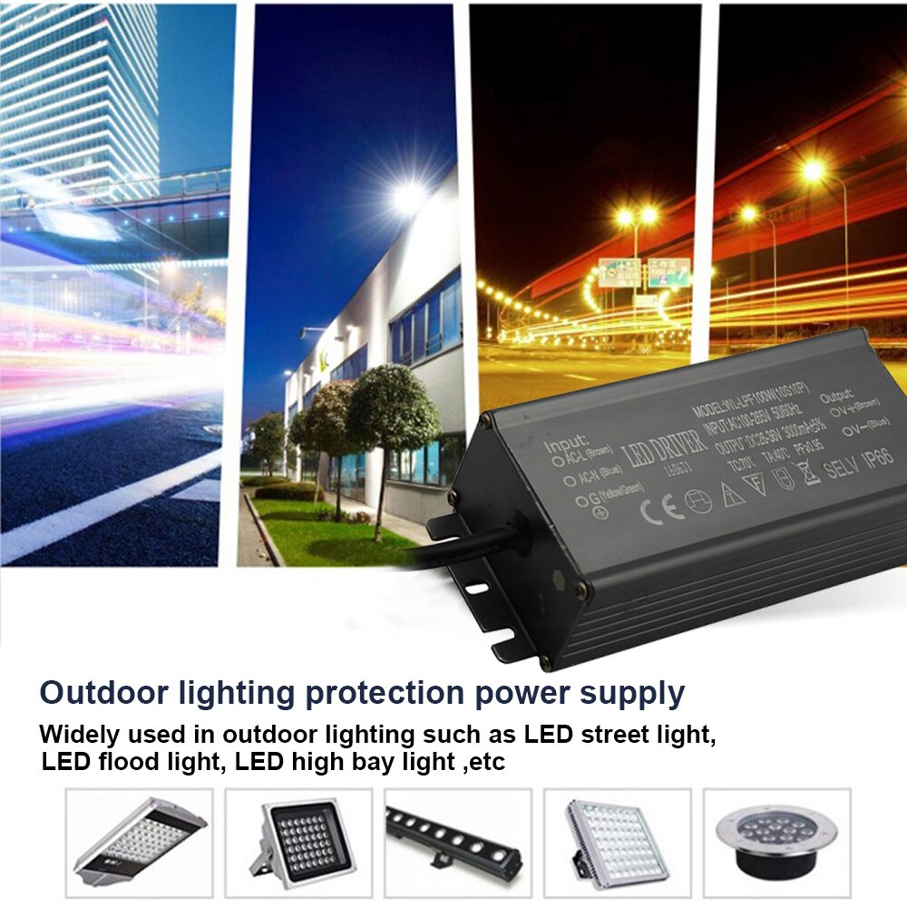 Aluminium IP66 70W LED Driver 3000mA AC 100-265V Power Supply Lighting Transformer Ballast for Spotlights / Street Outdoor lamp