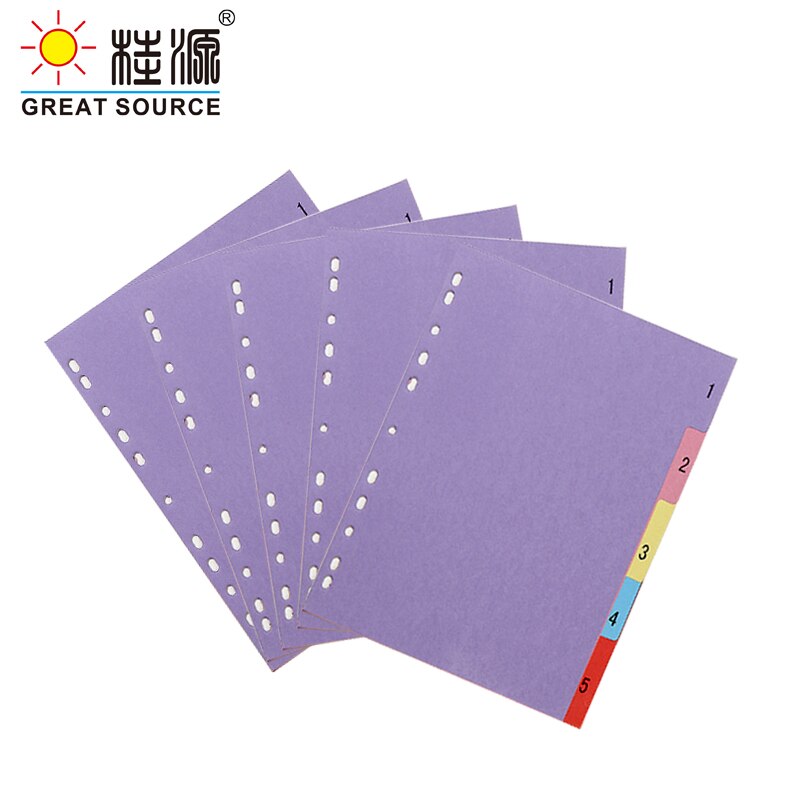 A4 Planner Divider 11 Holes 5 Dividers Colorful Paper CardBoard Index Card For Loose Leaf Paper File Folder Dividers(4 Sets)