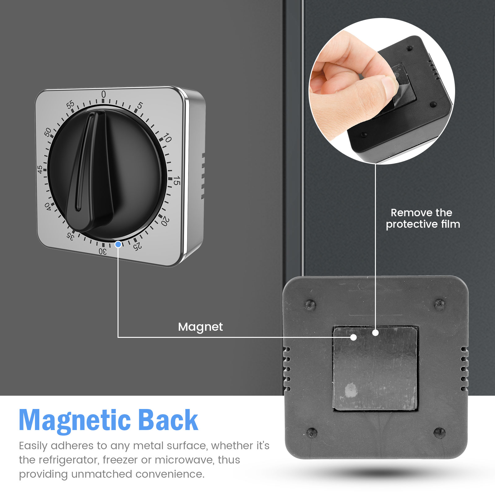 60Mins Magnetic Timer Manual Countdown Kitchen Timer for Baking Cooking Kid Study Fitness Yoga Training Timer Sleep Alarm Clock