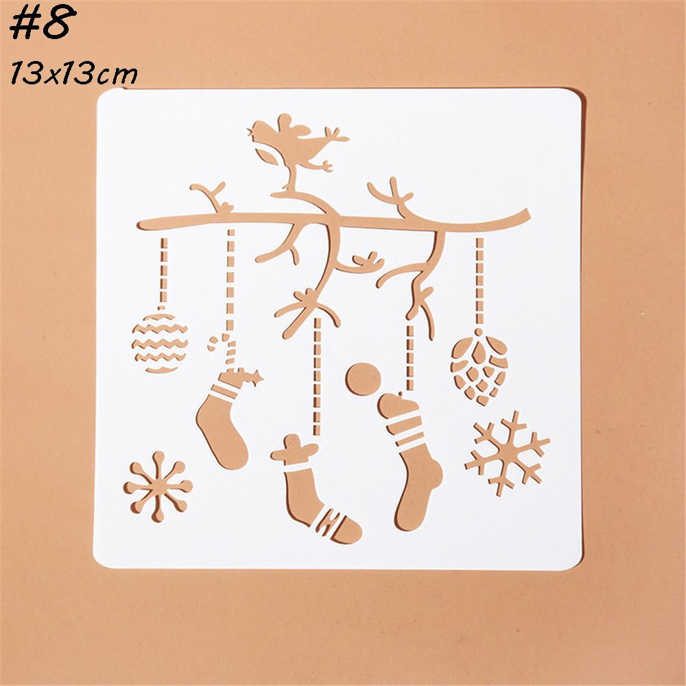 Plantillas huecas de Navidad para pintura de pared, álbum de sellos para estampado de álbum, tarjeta de papel en relieve decorativa, plantilla de flores: Multicolor