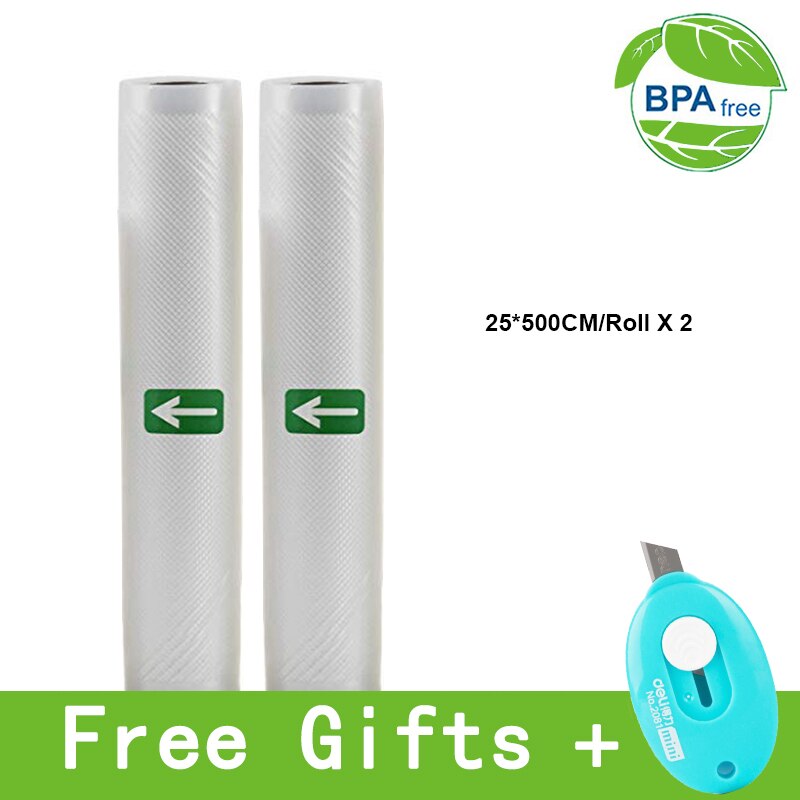 Vacuum bags for food Vacuum Sealer Storage Bags 12/15/20/25/28cm*500cm For Vacuum packing Sealer 5 Rolls/Lot: 25X500cm 2 roll
