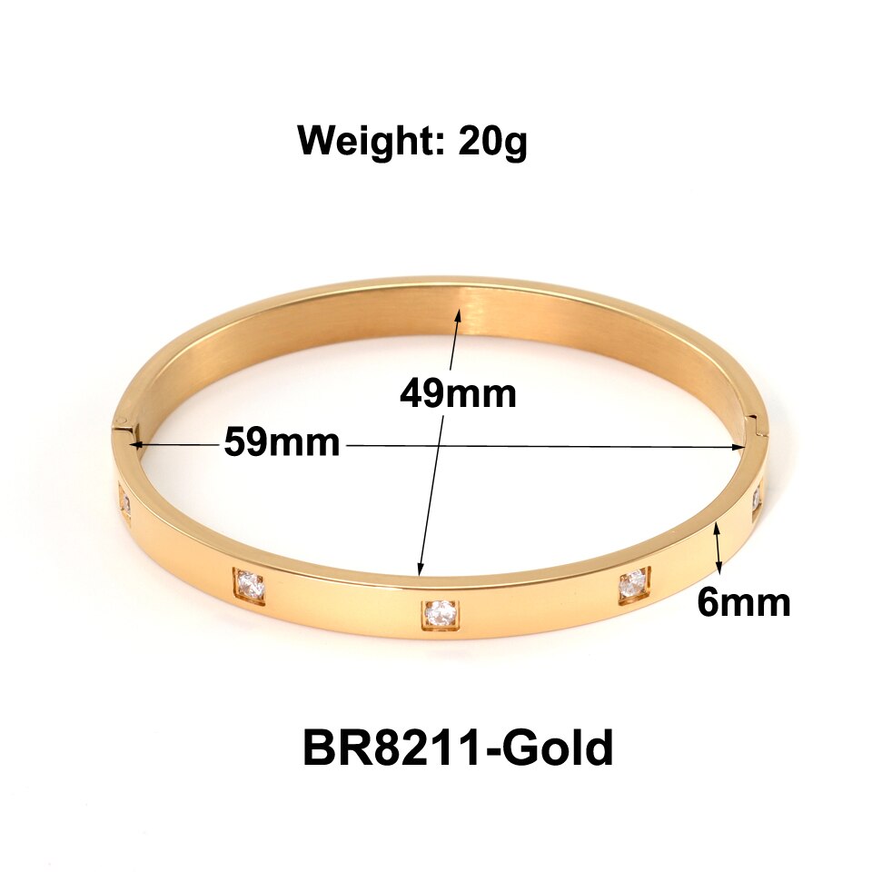 Hot!! Nowe piękne miłośników bransoletki kobieta bransoletki 18 K bransoletki ze stali nierdzewnej wkładka cyrkonia złota damska biżuteria na prezent: BR8211-Gold