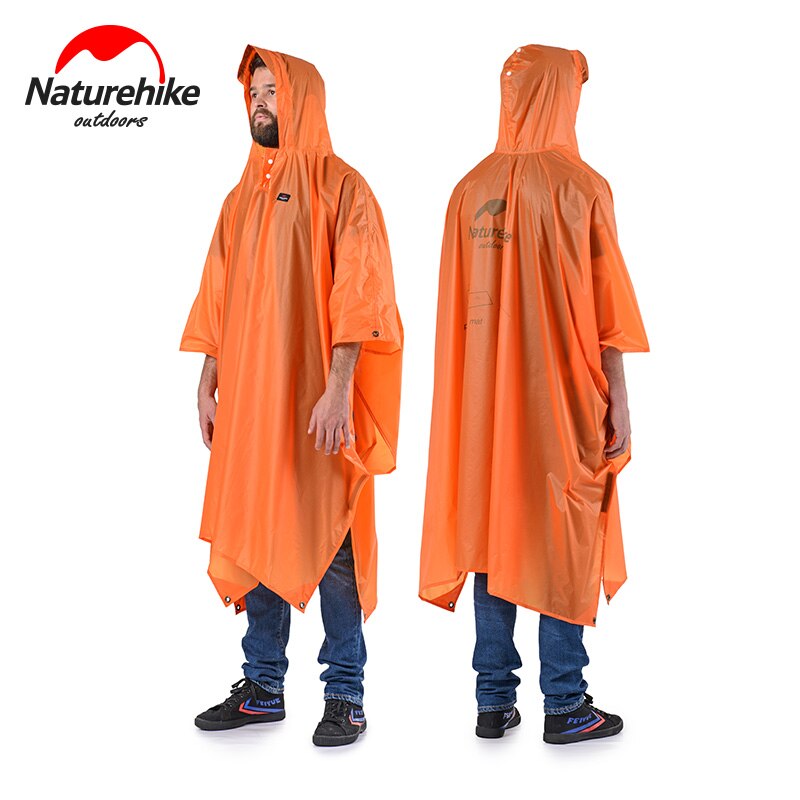 Naturehike Single Person Poncho Raincoat Backpack Cover Outdoor Awning Camping Mini Tarp Sun Shelter 20D Silicone 210T Taffeta