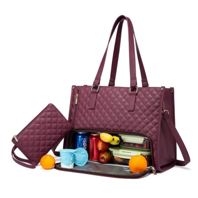 Lunch Bag for Women 15.6 Inch 2-in-1 Lunch Tote Bag Combo Laptop Bag with Insu: PURPLE