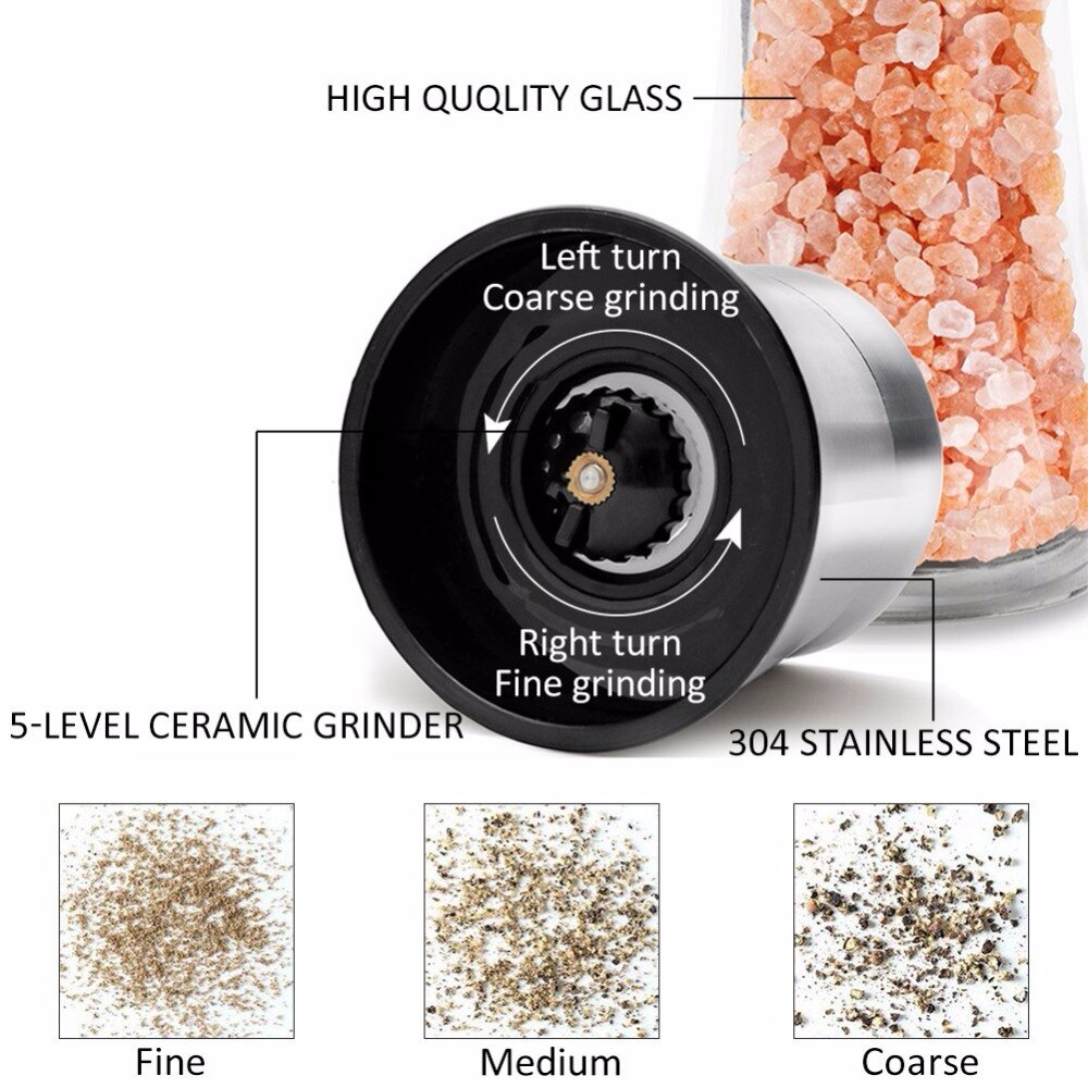 salt og pepper kvern med olivenoljesprøyter sett av 3 til matlaging