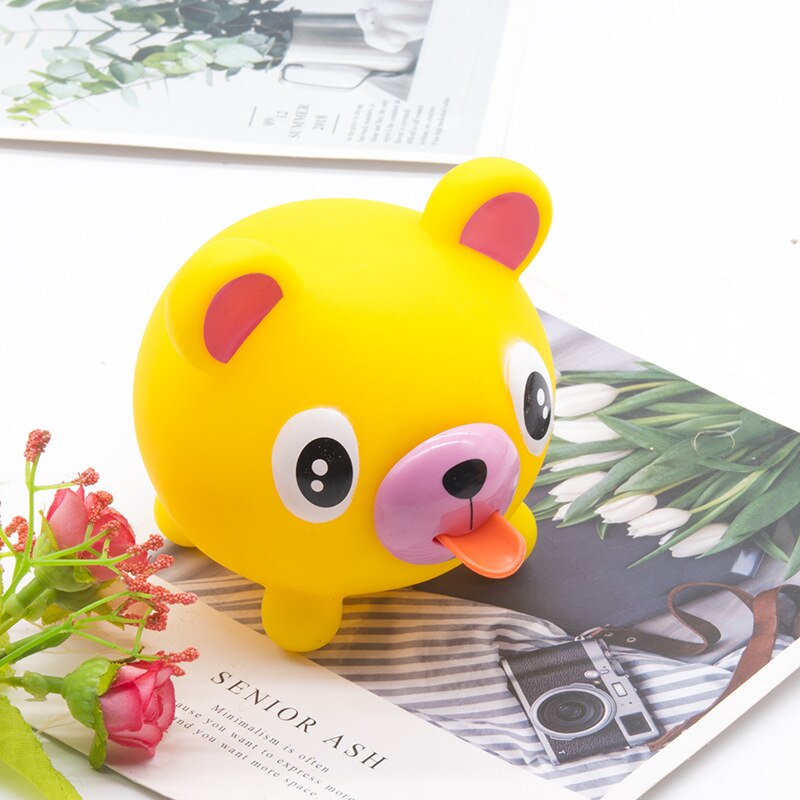 Gritando estresse animal criativo bonito amassar animal engraçado língua para fora alto boneca descompressão respiradouro descompressão artefato brinquedo: YELLOW