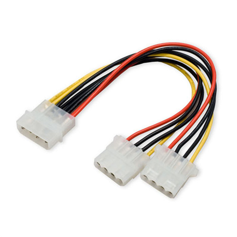 Molex Power Splitter Cable Adaptor Y Lead 18cm 2 Way 4 pin PSU Power Splitter Cable LP4 Molex 1 to 2 Power Cable