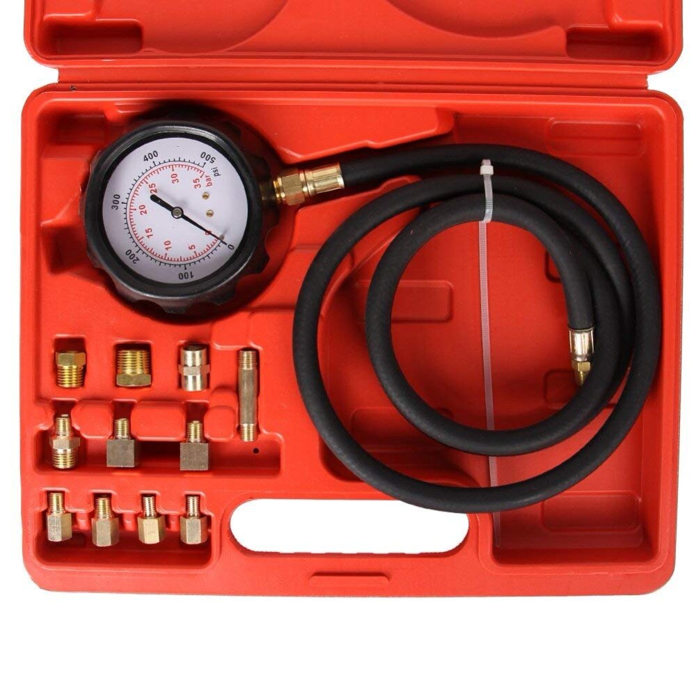 TU-11A Auto Pressure Tester 0~500 psi Oil Pressure Tester Gauge Test Kit Garage Tool with Dual Color Coded Scale