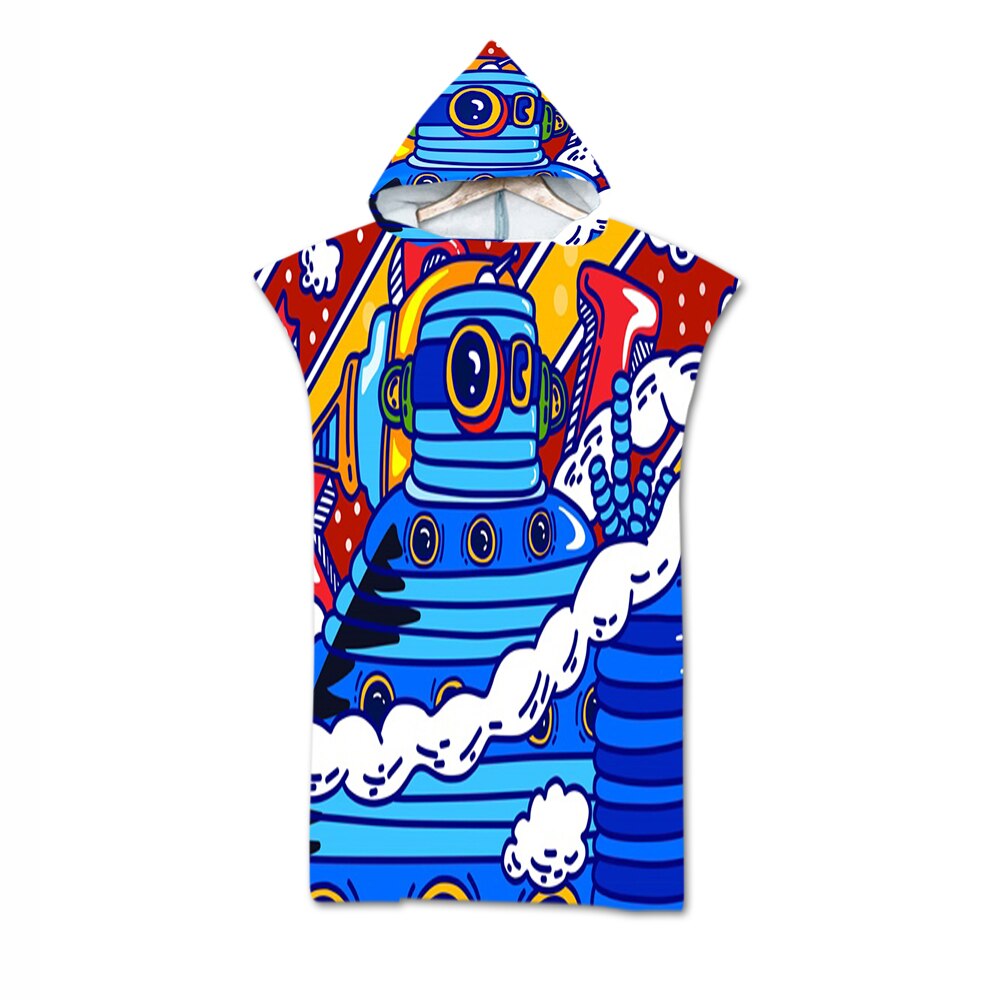 Bata de baño con capucha de microfibra para adultos, Toalla de baño con estampado geométrico de Graffiti de animales, ropa de playa para nadar y surfear: 5