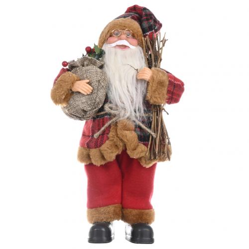 Dejlige jul xmas fest dekorationer stå julemanden dukke legetøj ornament jul vedhæng julemanden dukke: Med træ