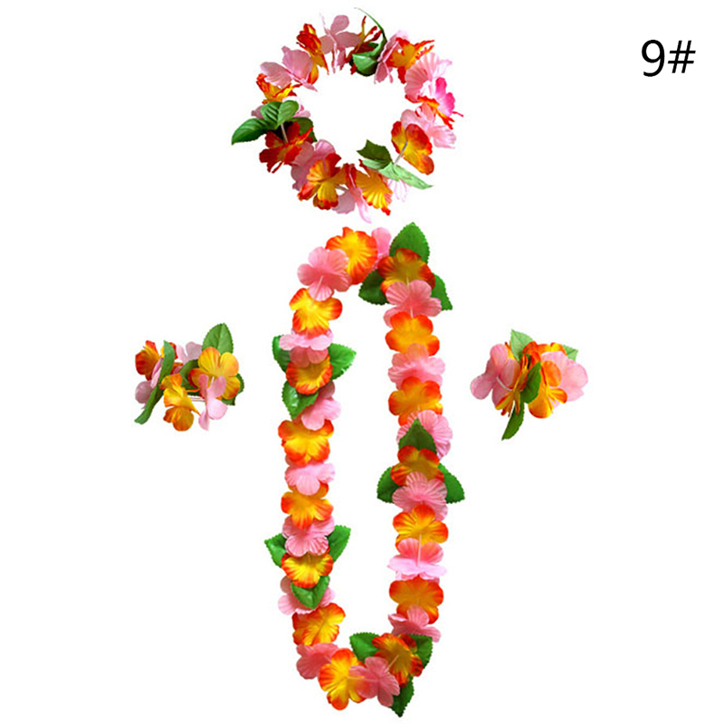 4 stk/sæt fancy kjole kunstig hawaiiansk blomst leis guirlande halskæde fest hawaii strand sjove blomster gør-det-selv fest dekoration: Jeg