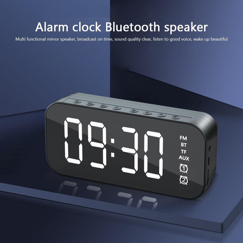Smart Wekker Spiegel Dual Wekker Fm Radio Bluetooth Speaker Led Digitale Display Wake Up Tafel Klok Woondecoratie