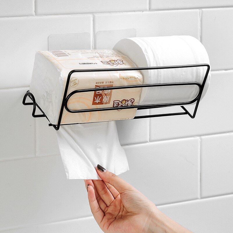 Kitchen Plastic Wrap Storage Rack Iron Art Refrigerator Side Wall Mount Toilet Paper Towel Storage Shelf Roll Stand