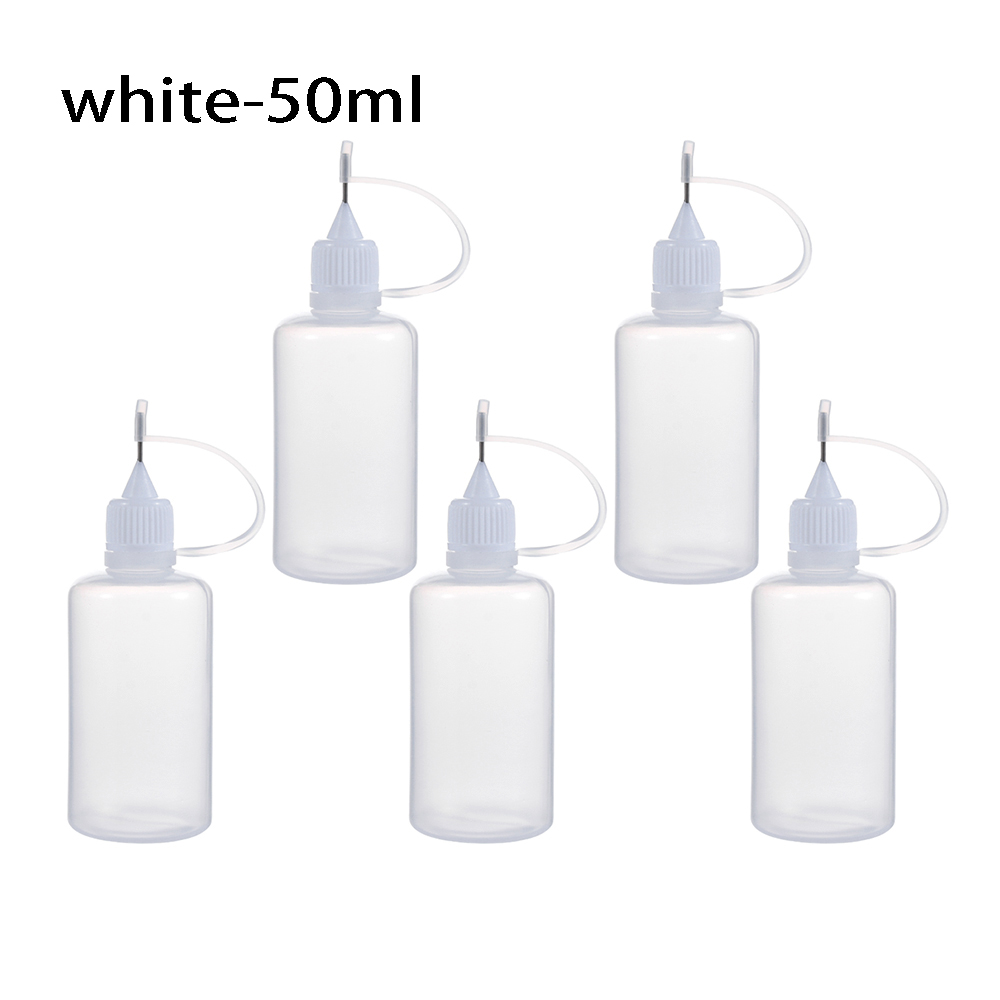 Aplicador de pegamento para manualidades, 5/10/20/30/50/100ML, botella de reutilización para papel Quilling, herramienta para manualidades de papel de álbum de recortes, 5 uds.: 50ml-white