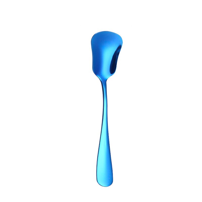 Ice Cream Spoon Stainless Steel Spoon Square Spoon Ladle Gold Dessert Spoon Utensils Stirring Spoon Spoon Tableware: Blue