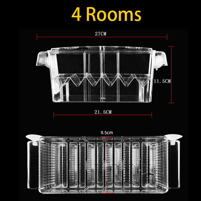 1 PCS Acrylic Fish Tank Breeding Isolation Box Aquarium Hatchery Incubator Holder Aquarium Accessories Fish Supplies: 4 Rooms