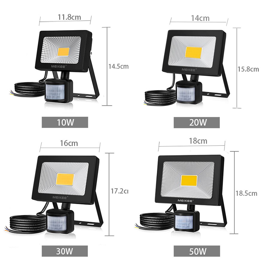 10W 20W 30W 50W LED Flood Light Motion Sensor Waterproof AC110-220V LED PIR Floodlight Reflector Projector Outdoor Spotlight