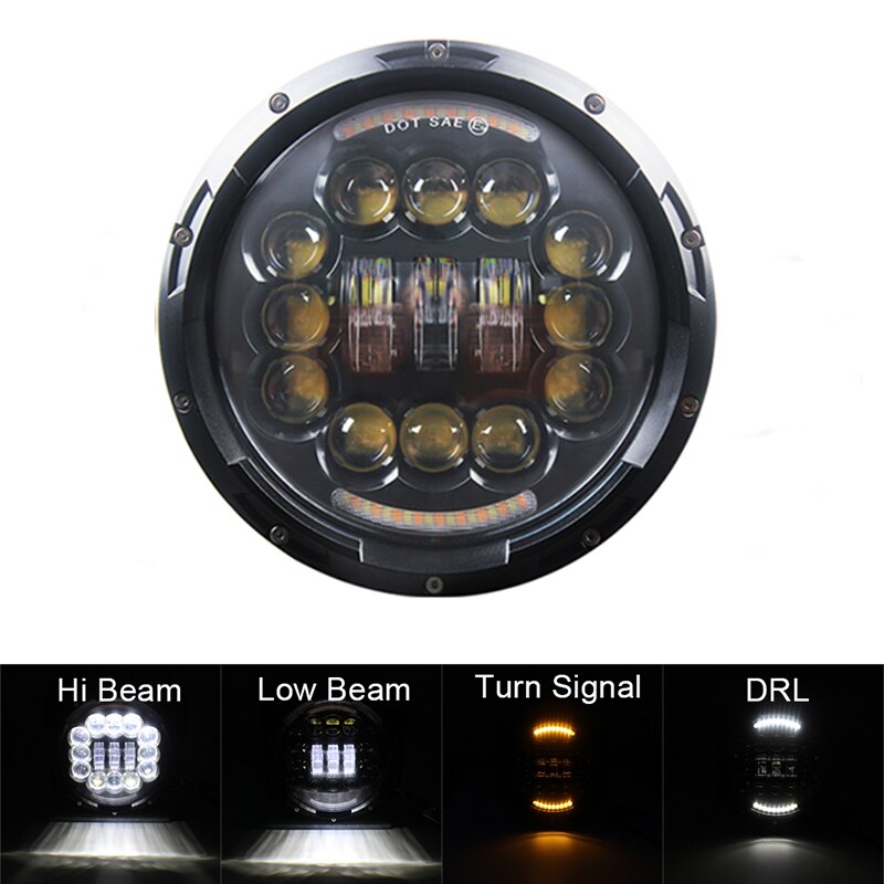 Motorcycle 7 inch LED Headlight for Harley Touring Ultra Classic Electra Street Glide Road King Yamaha Motorcycle Headlamp: Type F