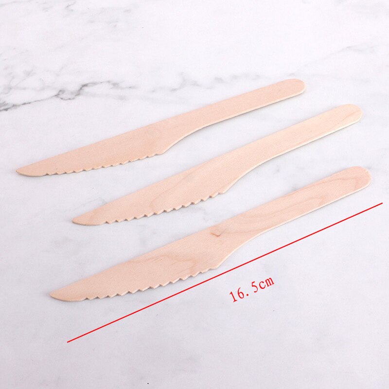 10 sztuk/paczka bambusowe drewniane sztućce biodegradowalne noże widelce łyżki jednorazowe naczynia zestaw kuchnia jadalnia bar zastawa stołowa