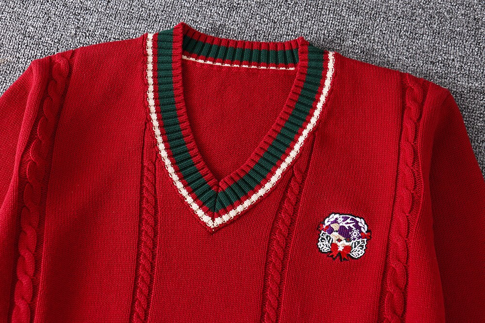 Jule rød sweater japansk jk uniform løs sweater/vest pullover vest blød pige pige par efterår og vinter toppe