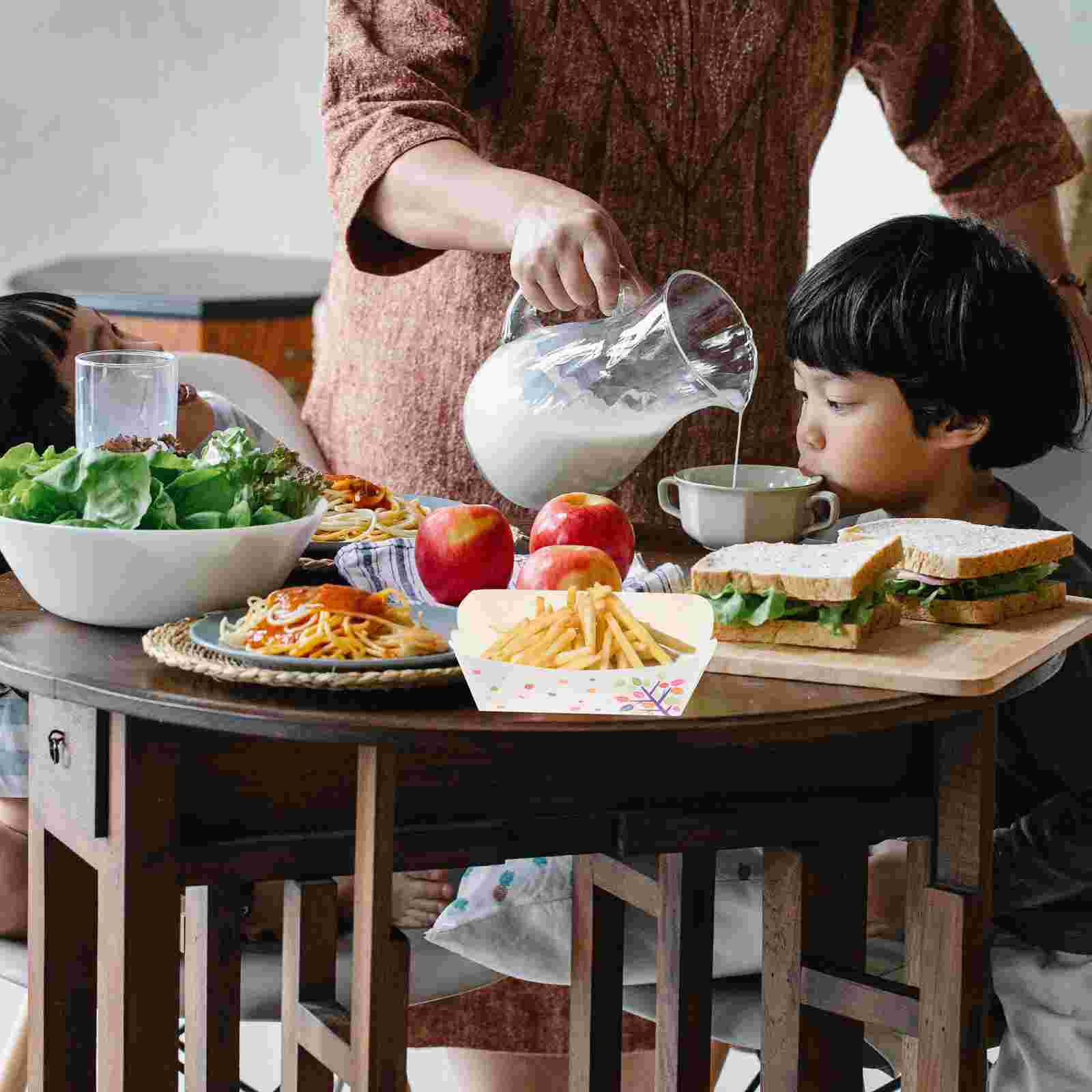 100pcs Disposable Food Tray Paper Snack Packing Box Practical Food Wrapping Box