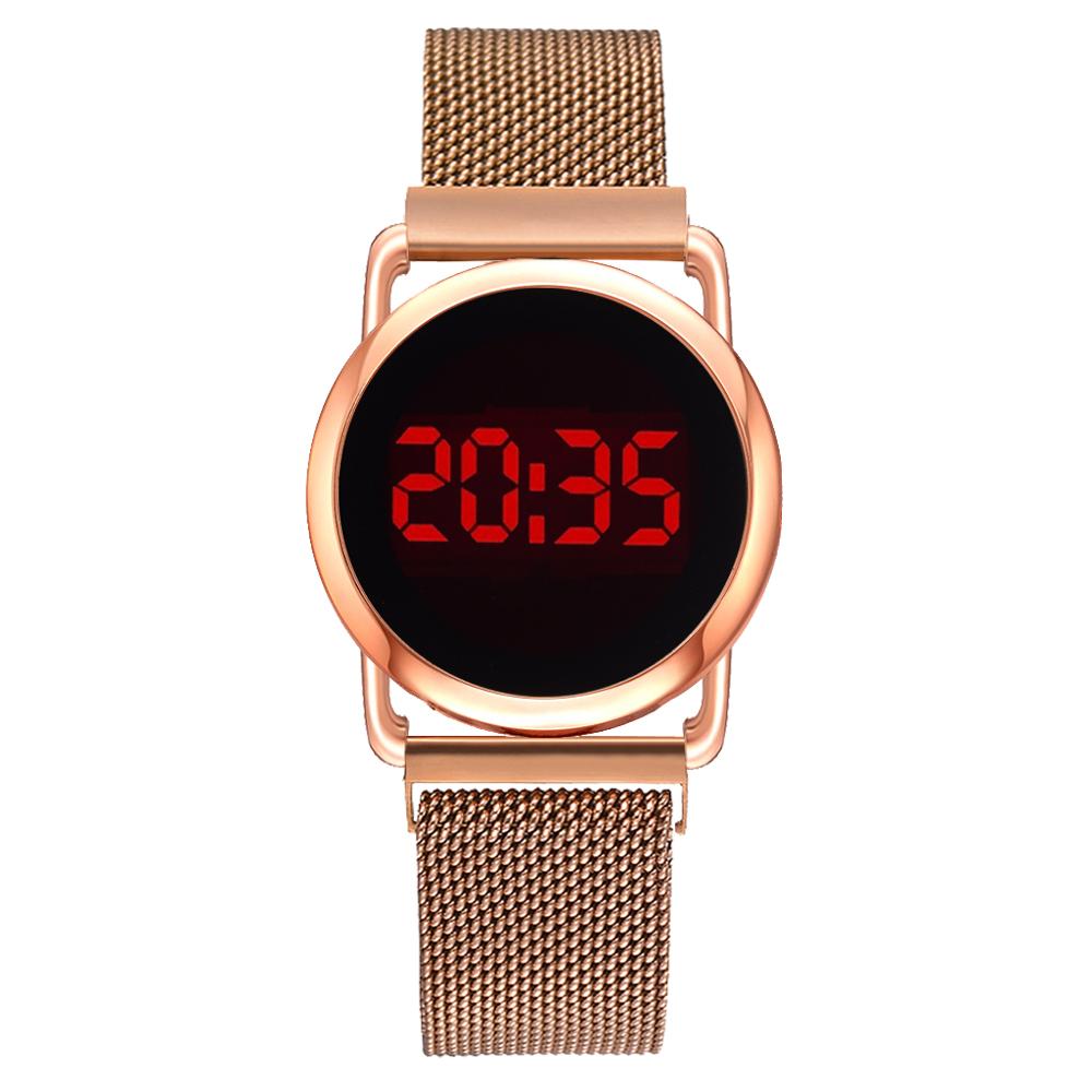 LED Electronic watches Star Watch For Women Rose Gold Mesh Magnet Starry Sky Quartz Wristwatch Gradient Ladies Wrist Watches