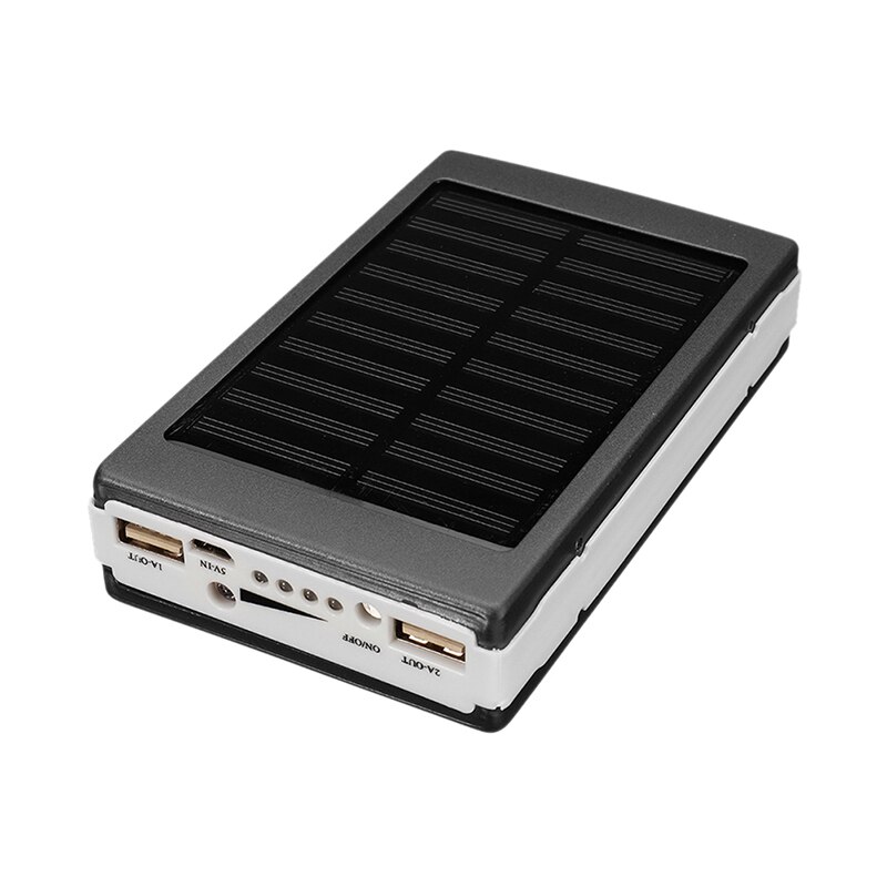 Powerbank portátil de 5x18650, batería externa 18650, caja de energía Solar, caja DIY, Kit USB Dual, cargador de teléfono, linterna: BK