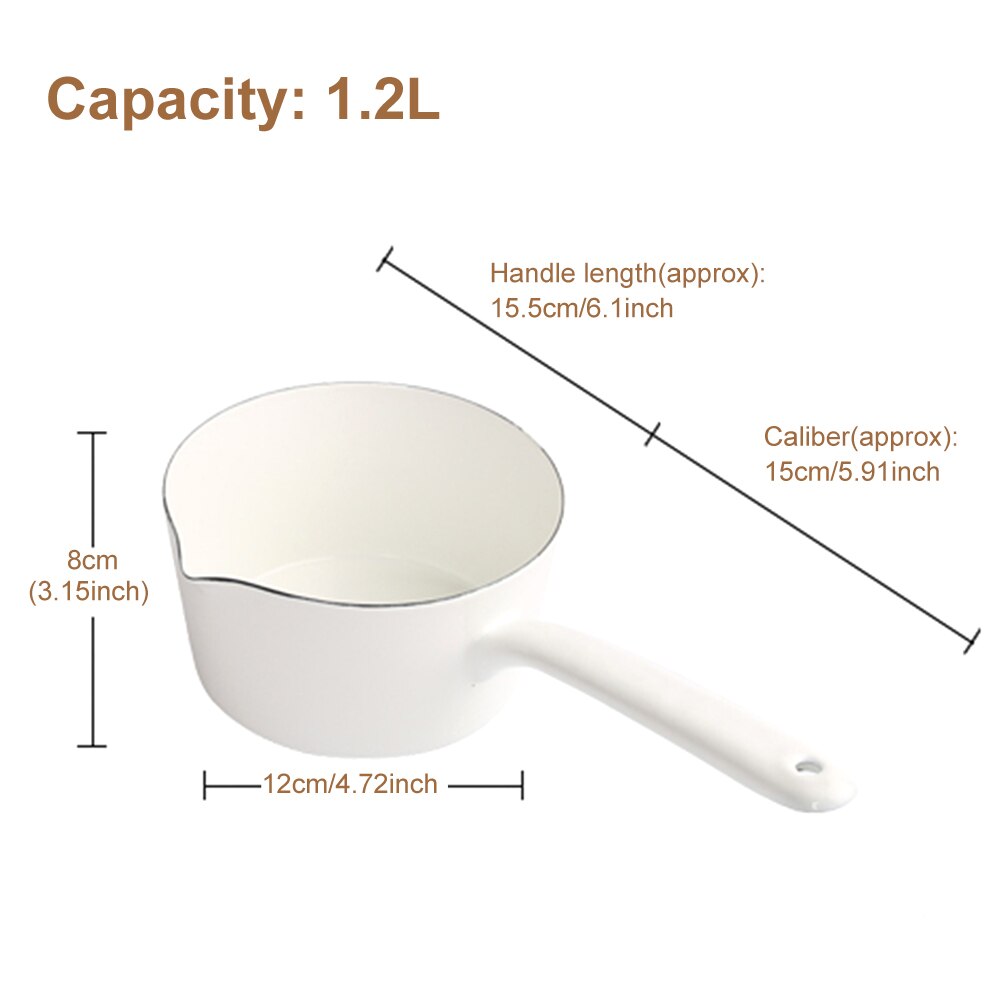 15cm Coffee Milk Boiling Induction Cooker Butter Warmer Breakfast Enamel Pot Porridge Gas Stove Melting Single Handle Saucepan