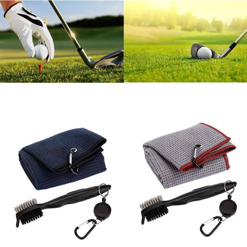 Golfhåndklæde med karabinhage klub rengøringssæt til udendørs sports tilbehør