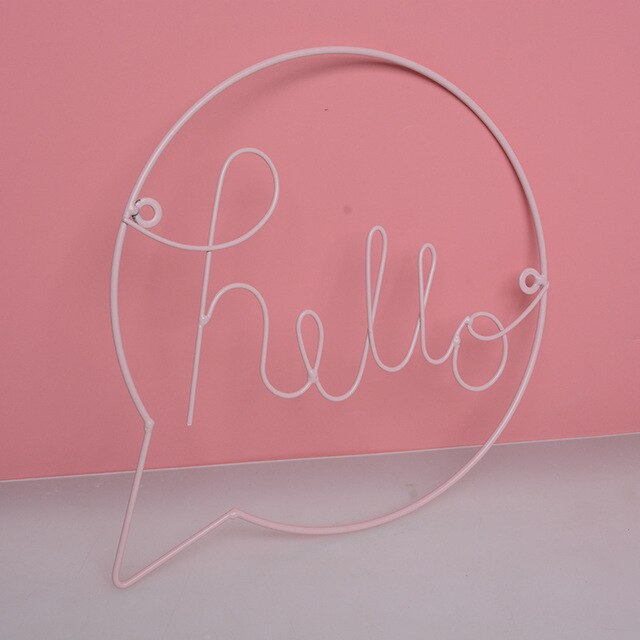 Nordic Stijl Ijzer Hello Teken Muur Art Windgong Opknoping Decoraties Nursery Decor Kinderkamer Decor Hal Teken Welkom Teken: pink