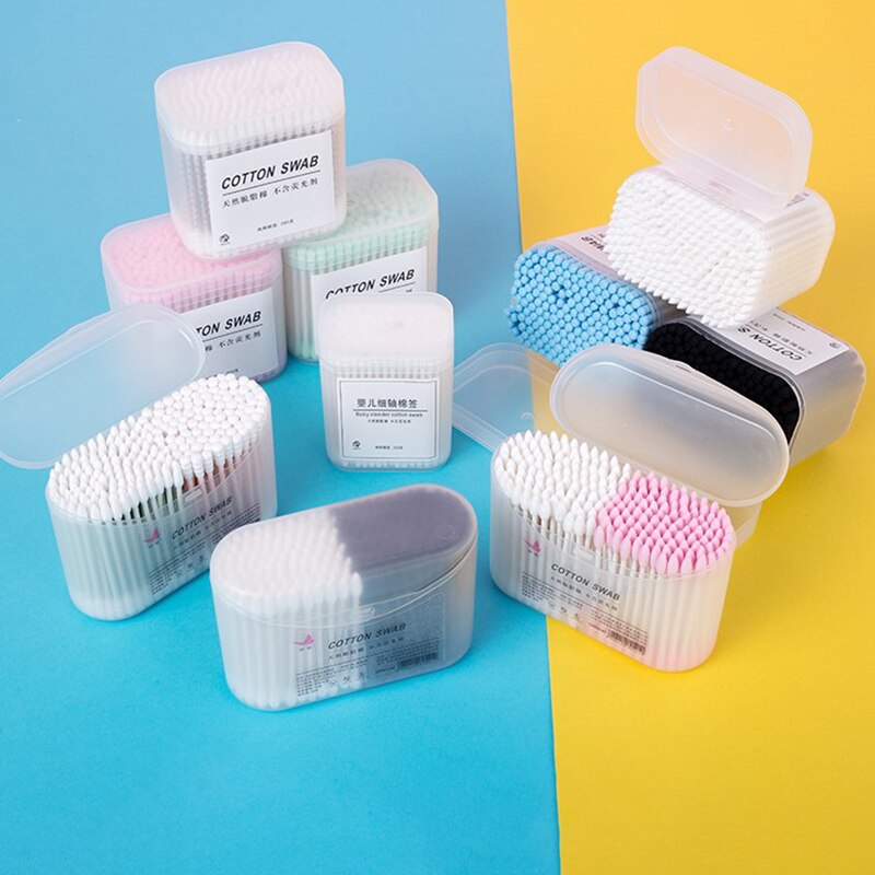 200pcs Makeup Cotton Swab Swab Household Disposable Double-Headed Boxed