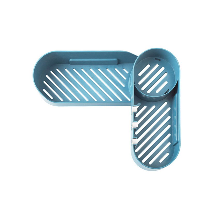 Rotating Storage Rack Toilet Rack Wall-Mounted Bathroom Corner Foldable Storage Shelves Quick Drain Home Bathroom Accessories: Combination Blue