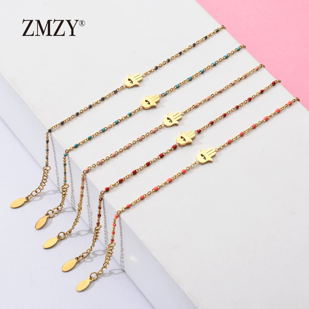 ZMZY Dünne Kette Edelstahl Armbinde Frauen Gold Farbe böse Auge Hamsa Hand Türkischen Schmuck Armreif Boho Hochzeit Armbinde