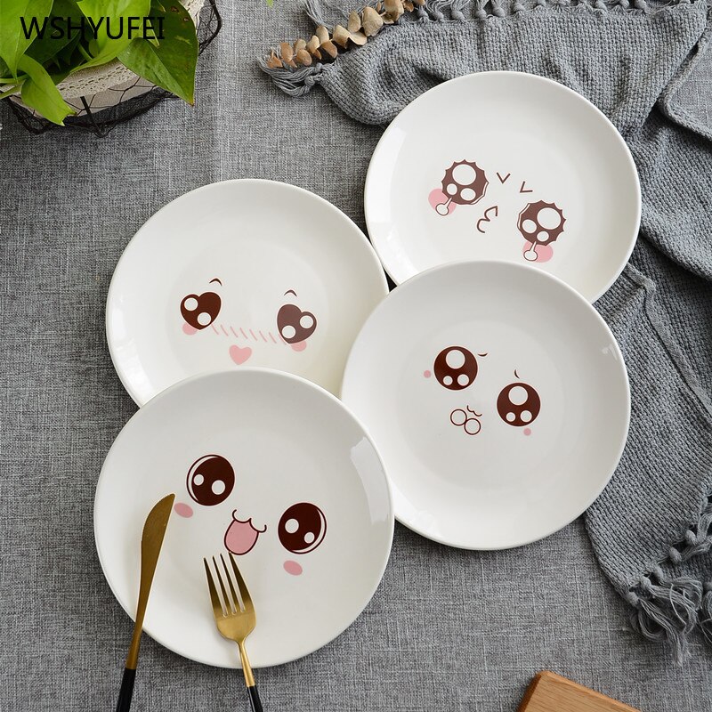 4Pcs 8-inch cartoon animal tableware western steak dessert cake salad fruit ceramic plate storage decorative tray