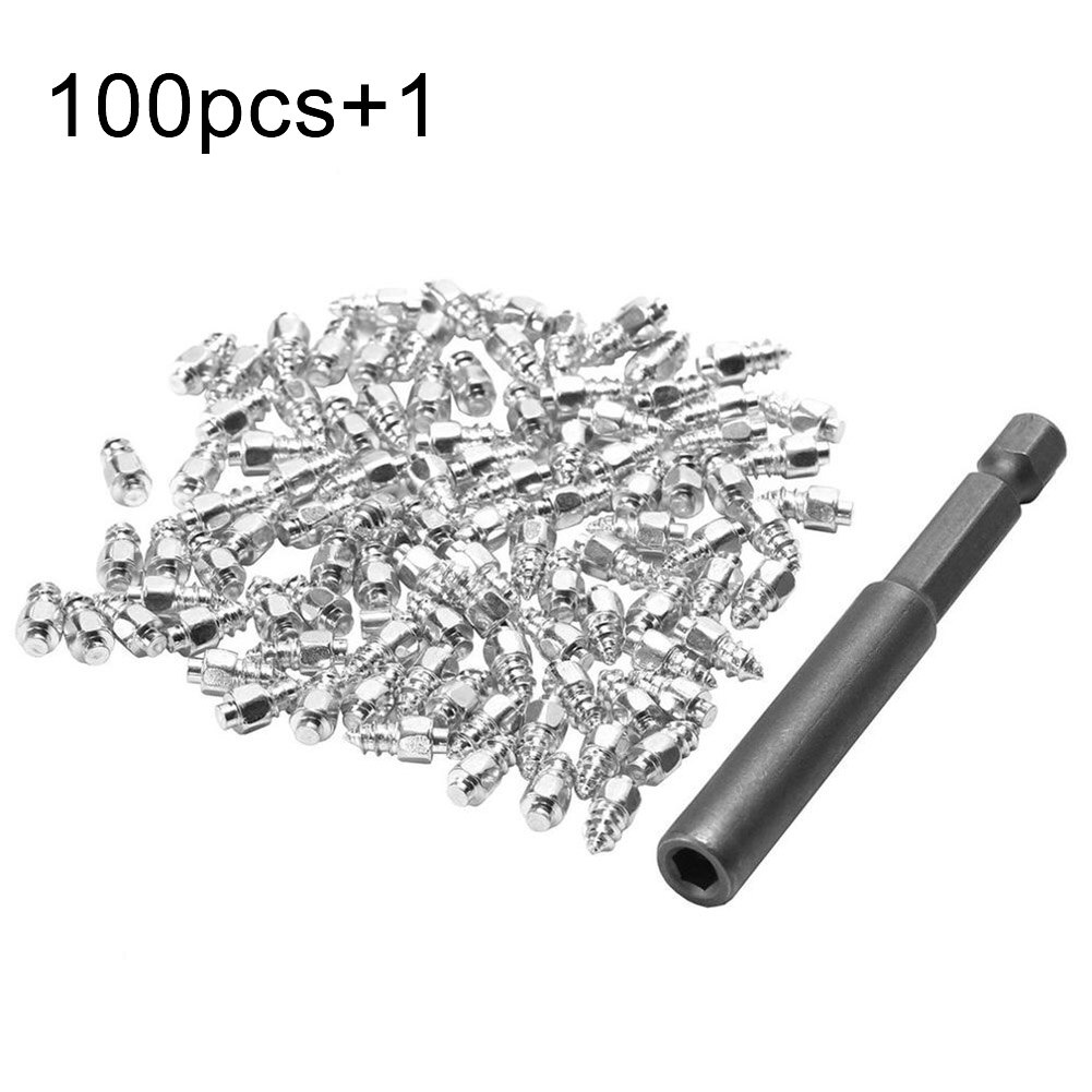 Winter 9mm 100Pcs Carbide Screw Tungsten Tire Studs Snow Spikes Anti-Slip Anti-ice for Bikes Motorcycles with Installation Tool: 101pcs