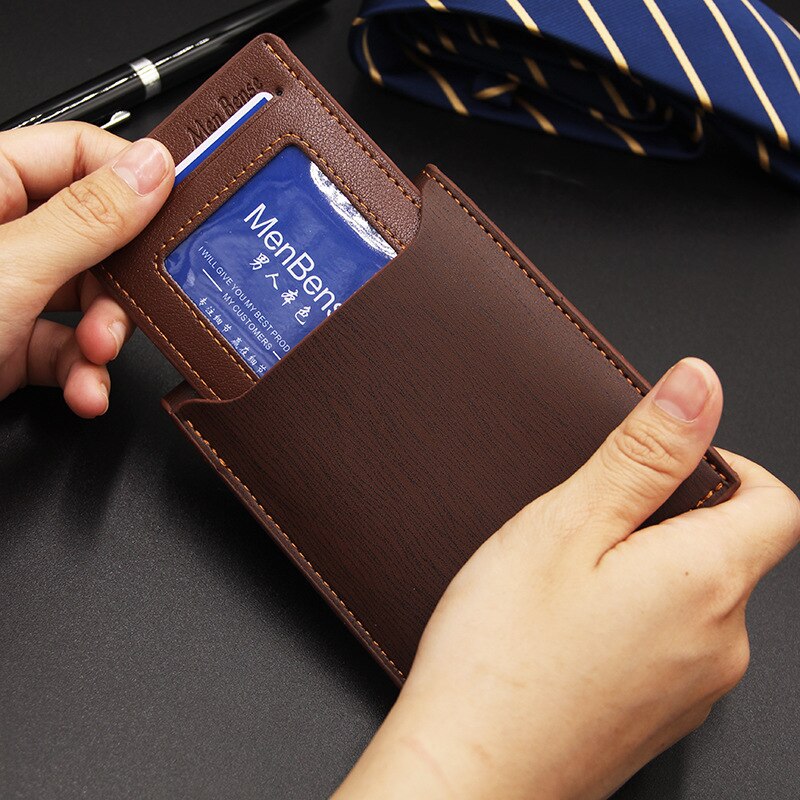 Men Wallet Leather Card Holder Card Purse Multifunction for Credit Cards Male Iron Edge Billetera Hombre