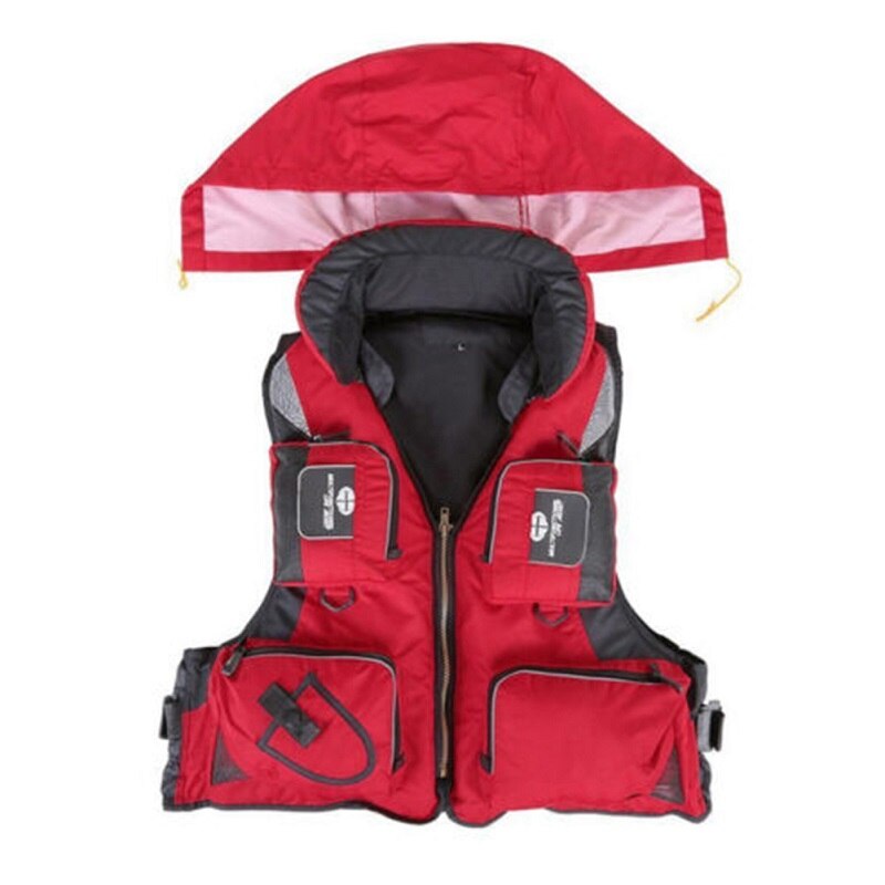 Mounchain Adjustable Adult Survival Vest Safety Life Jacket Survival Vest for Swimming Boating Fishing L, XL, XXL: red / XXL