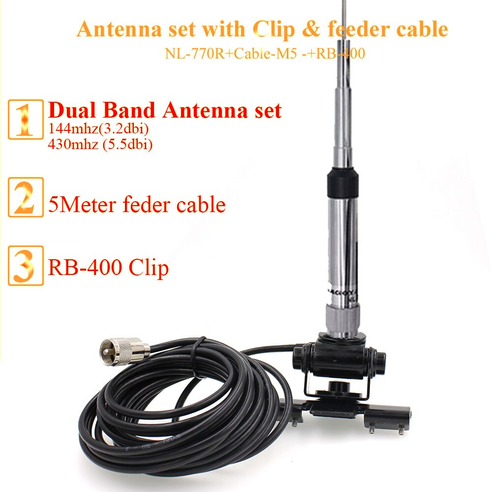 Nagoya nl -770r antenne dual band mobilradio  nl770r til kt -8900 kt-8900d kt -980 plus kt -780 plus th -7800 th-8600 bj-218 bj-318: Sort klipsæt