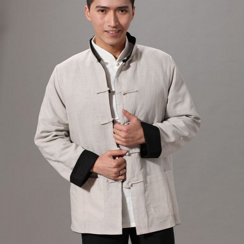 Folk herre bomull lin kampsport kinesisk kung fu reversible klær tai chi uniform mannlige wushu trening sportsklær chaqueta