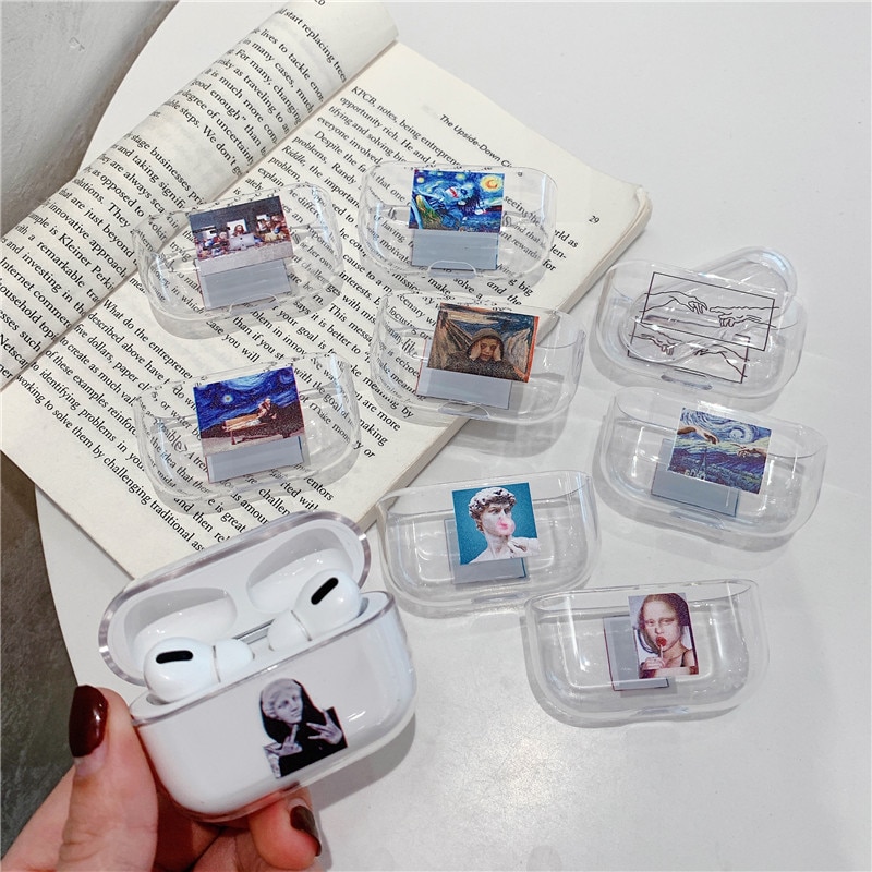 Kunstnerisk abstraktion mønster til airpods pro sag gennemsigtig hård bluetooth hovedtelefon beskyttelsesetui til air pods pro