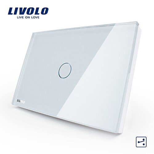 LIVOLO US AU standard Touch switch,2-way corss switches Touch remote Light Switch,White Crystal Glass Panel,wireless control: 1 gang