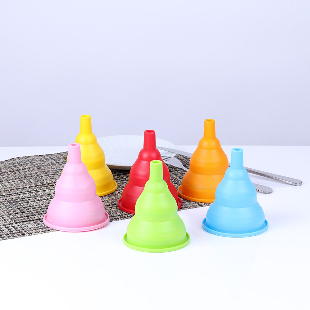 1Pcs Kitchen Tool Food-Grade Folding Silicone Funnel Household Liquid Dispensing Mini Funnel Colors Small Funnel Kitchen