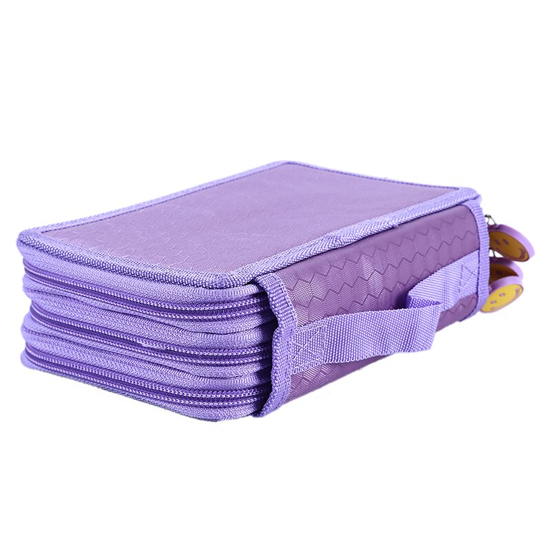 52 Gaten Pu Lederen School Etui Grote Capaciteit Gekleurde Potlood Tas Doos Multi-Functionele Pencilcase Voor Kunst Levert: purple