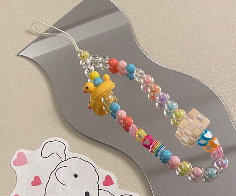 Cordón para teléfono móvil de Color, correa para la muñeca, cadena de mano para mujer, funda corta antipérdida para teléfono móvil, bonito cordón, colgante para llave: Blanco