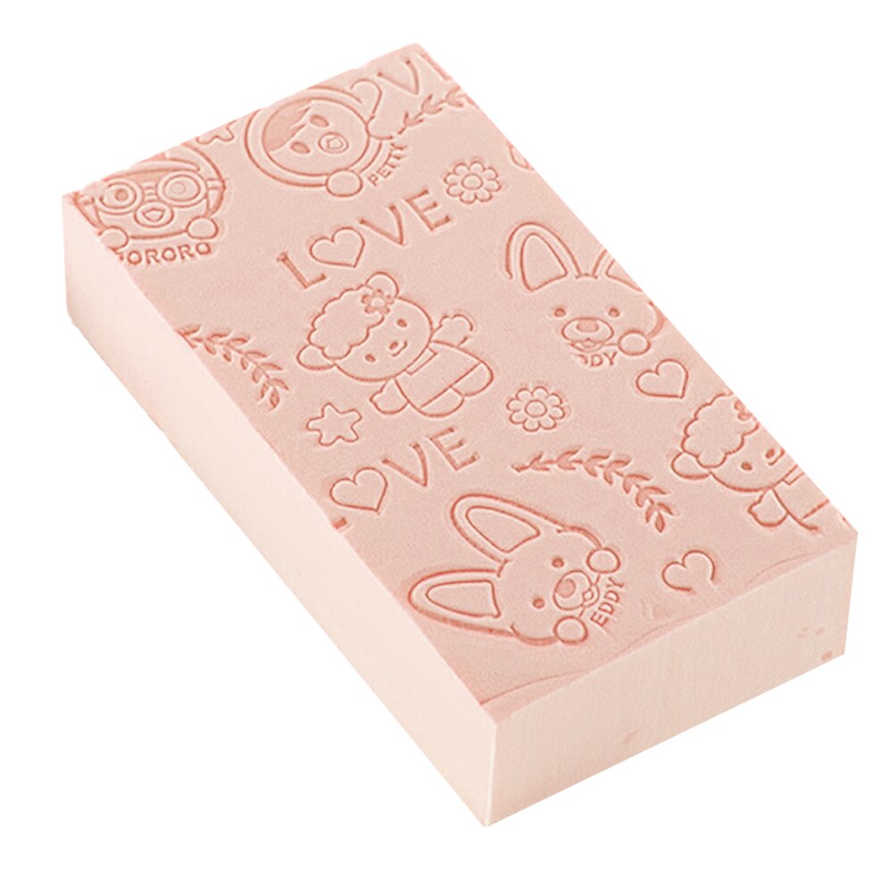 Bad kropp svamp død hud fjerner børster tegneserietrykk rengjøring dusj absorbere vann svamp tørke barn baby badeverktøy: Rosa