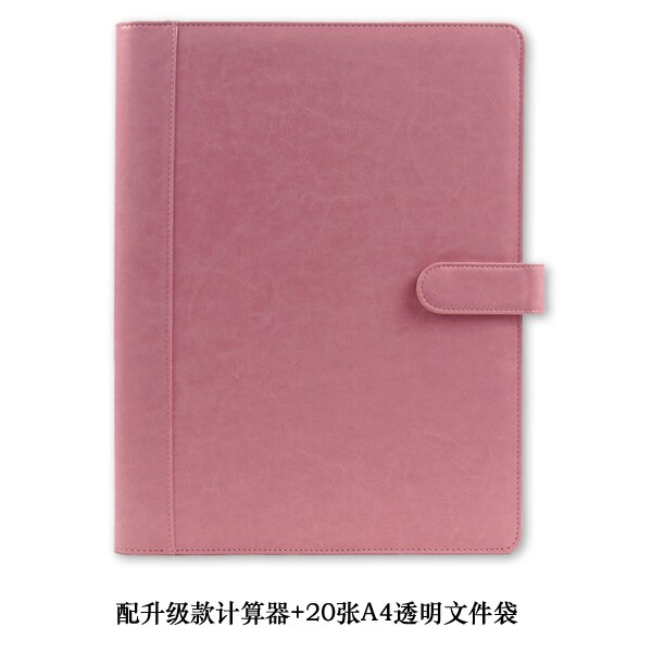 PU leather hasp business manager bag file folder a4 document holder organizer portfolio with calculator 541A: A4 pink
