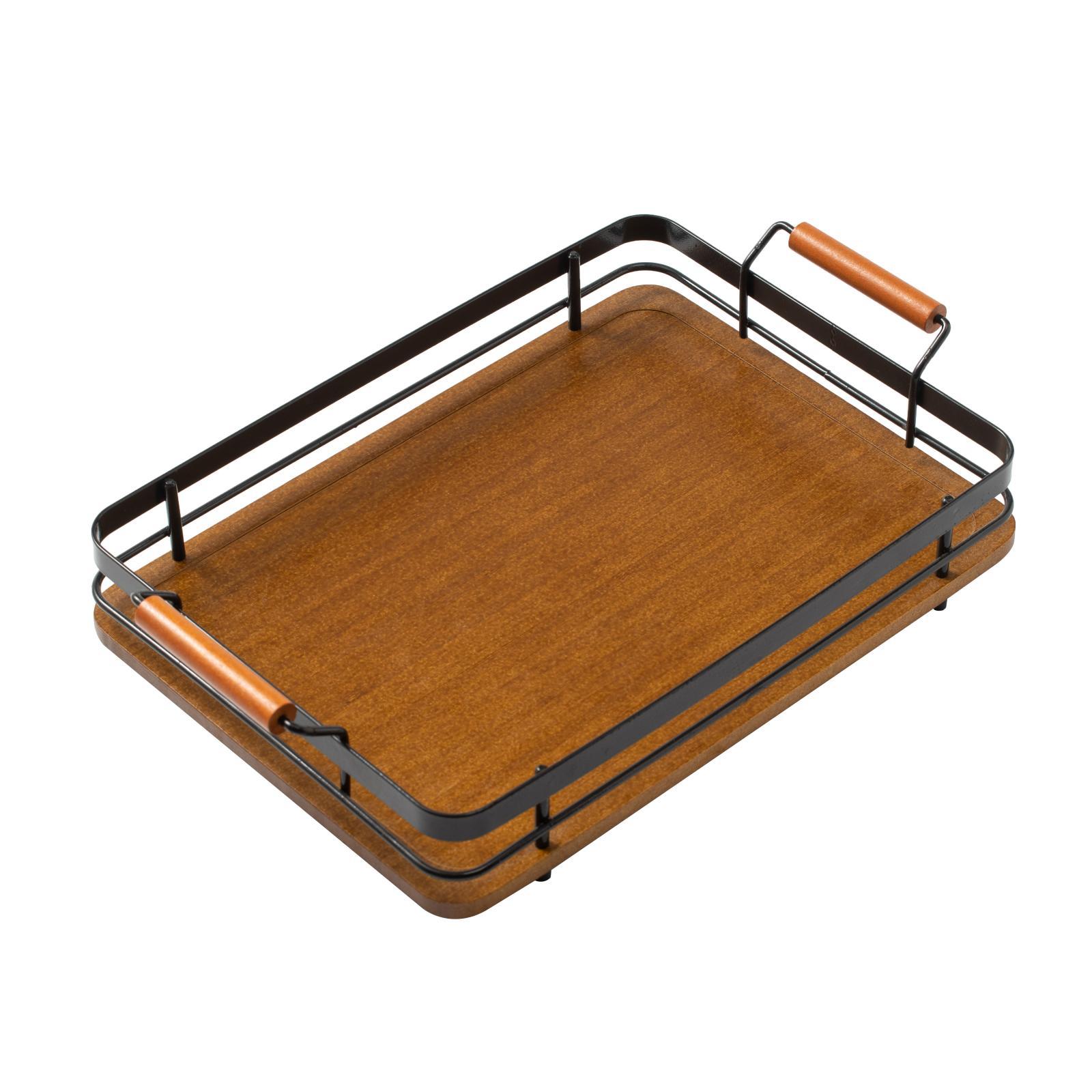 Serving Tray Food Fruit Plate Tea Table Plate Snack Tray for Restaurant Dinner Birthday Party: Brown 30x20x6.5cm