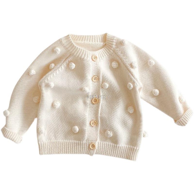 Baby Girls Knitted Cute Sweater Spring And Autumn Children Knitted Ball Cardigan Korean Toddler Kids Sweet Princess Tops